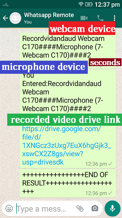 Recordvidandaud command, whatsapp cloud remote